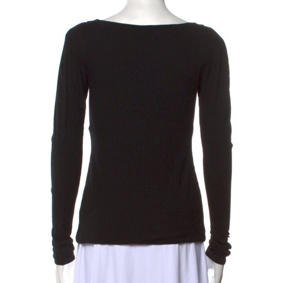 A.L.C Black Ribbed V-neck Long Sleeve Top - Picture 13 of 13